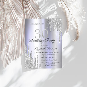 Invitation  Gouttes de paillettes argentées 30e anniversaire 