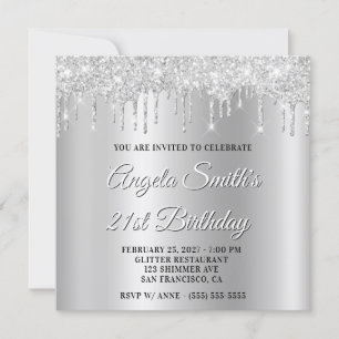 Invitation Gouttes de paillettes argentées brillantes ombre p