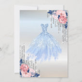 Invitation Gouttes de paillettes argentées, Fleurs de robe bl (Dos)