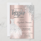 Invitation Gouttes de paillettes argentées, robe blanche 21e (Devant)