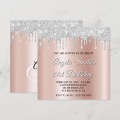 Invitation Gouttes de Paillettes Argentées Rose Doré Ombré Om (Devant / Derrière)
