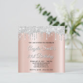 Invitation Gouttes de Paillettes Argentées Rose Doré Ombré Om (Debout devant)