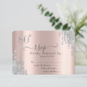 Invitation Gouttes de paillettes argentées, Tour Eiffel 80e R (Debout devant)