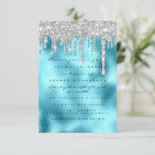 Invitation Gouttes de paillettes bleu argenté Mariage Douce 1 (Debout devant)