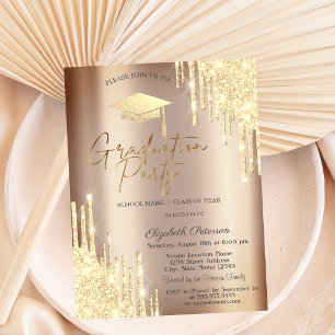 Invitation Gouttes de paillettes chic, remise des diplômes de