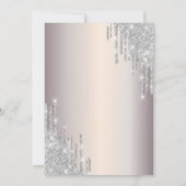Invitation Gouttes de paillettes d'argent, robe chic 25e anni (Dos)