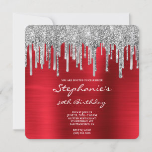 Invitation Gouttes de paillettes d'argent sur papier d'alumin