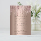 Invitation Gouttes de paillettes de rose de mariage (Debout devant)
