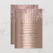 Invitation Gouttes de paillettes de rose de mariage (Devant / Derrière)