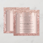 Invitation Gouttes de paillettes de rose de paillettes de mar (Devant / Derrière)