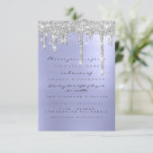 Invitation Gouttes de paillettes d'étincelles Argent Mariage  (Debout devant)