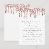 Invitation Gouttes de paillettes d'étincelles Rose blanche Ma (Devant / Derrière)