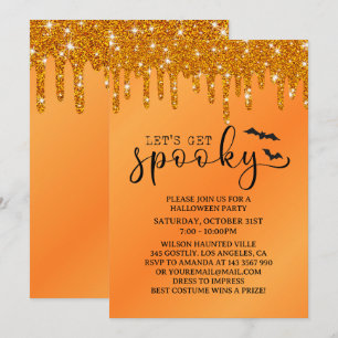 Invitation Gouttes de paillettes d'Halloween