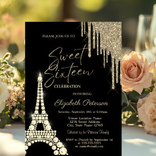 Invitation Gouttes de paillettes, Diamants de la Tour Eiffel