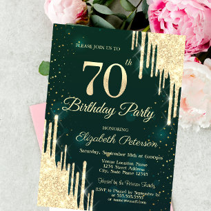 Invitation Gouttes de paillettes dorées Anniversaire 70 ans v