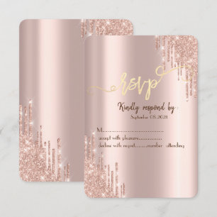 Invitation Gouttes de paillettes en or rose RSVP