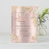 Invitation Gouttes de paillettes, Fleurs d'herbe de Pampas Do (Debout devant)