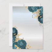Invitation Gouttes de paillettes Fleurs Vertes Argent 70e Ann (Dos)