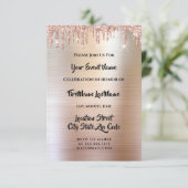 Invitation Gouttes de paillettes gouttes rose mariage de mari (Debout devant)