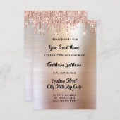 Invitation Gouttes de paillettes gouttes rose mariage de mari (Devant / Derrière)