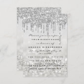 Invitation Gouttes de paillettes gris argenté pour un mariage (Devant / Derrière)
