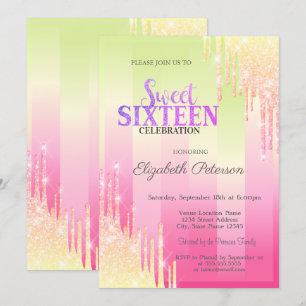 Invitation Gouttes de paillettes modernes ombrées rayures Swe