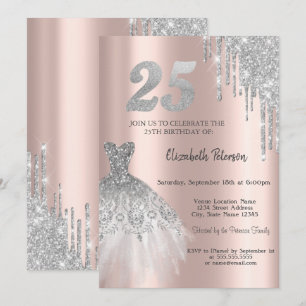 Invitation Gouttes de paillettes, robe de la Tour Eiffel 25e 