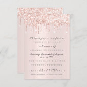 Invitation Gouttes de paillettes rose rose mariage douce 16e (Devant / Derrière)