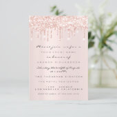 Invitation Gouttes de paillettes roses pour mariage Sweet 16 (Debout devant)