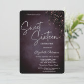 Invitation Gouttes de paillettes simples de Bourgogne pour un (Debout devant)