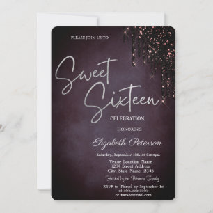 Invitation Gouttes de paillettes simples de Bourgogne pour un