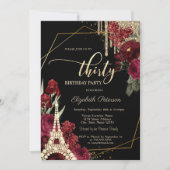 Invitation Gouttes de Paillettes,Tour Eiffel Diamants Roses 3 (Devant)