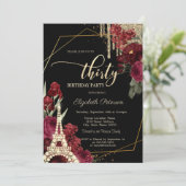 Invitation Gouttes de Paillettes,Tour Eiffel Diamants Roses 3 (Debout devant)