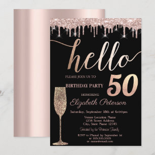 Invitation Gouttes de paillettes, Verre à vin Fête d'annivers