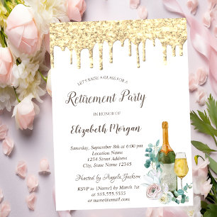 Invitation Gouttes de paillettes, Verre, Retraite florale