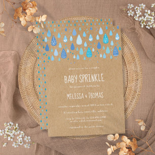 Invitation Gouttes de pluie bleues mignonnes pour la baby sho