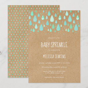 Invitation Gouttes de pluie mignonnes Baby Sprinkle Kraft rus