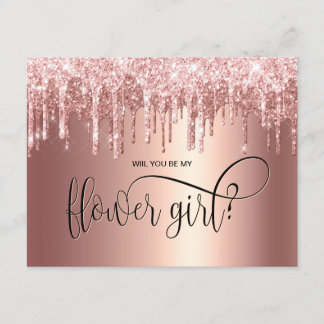 Invitation Gouttes de rose gold serez-vous ma demoiselle d'ho