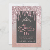 Invitation gouttes de rose or glittery ombre tiara (Devant)