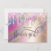 Invitation gouttes holographiques seras-tu ma demoiselle d'ho (Devant)