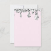 Invitation Gouttes Rose Gris Argent Pailleté Mariée Douzième (Dos)