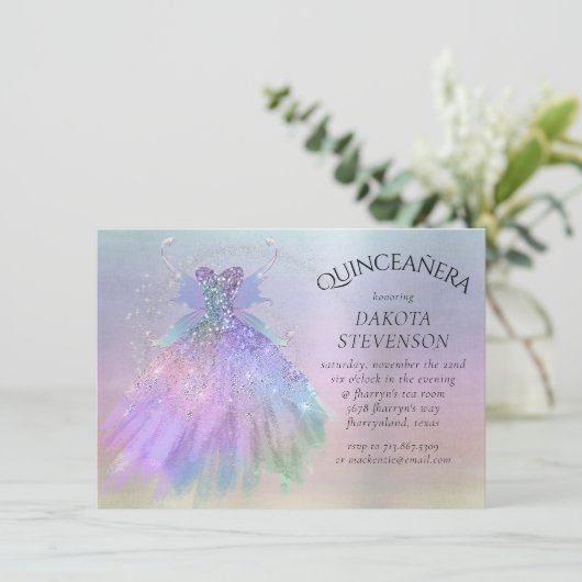 Invitation Gown Ethereal Fairy Wing | Rainbow Pastel Sheen (Debout devant)