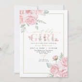 Invitation GRACE Blush Floral Sweet Baby Girl Baby shower (Devant)