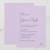 Invitation Grace Lilac Mariage moderne (Devant / Derrière)