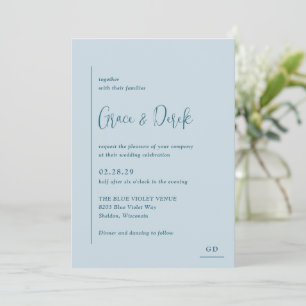 Invitation Grace Muet bleu Mariage moderne