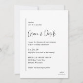 Invitation Grace noir et blanc Mariage moderne (Devant)
