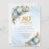 Invitation Graceful 80th Birthday Invite Bohemian Flowers (Devant)