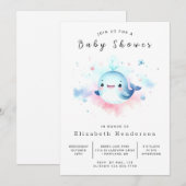 Invitation Graceful Baby shower en ligne baleine (Devant / Derrière)