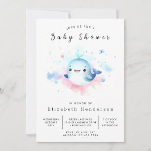 Invitation Graceful Baby shower en ligne baleine