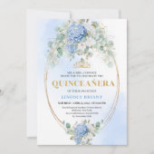 Invitation Graceful Blue Hydrangeas Eucalyptus Quince Invite (Devant)